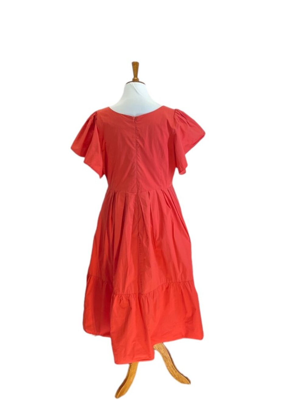 Marissa Webb Prairie Tiered Maxi Dress Coral Size 14 Boho Vacation Cottagecore - Picture 13 of 16